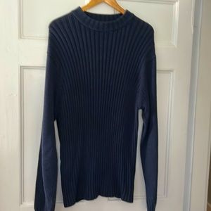 Cherokee men’s rib knit sweater, navy blue color, 100% cotton, XL